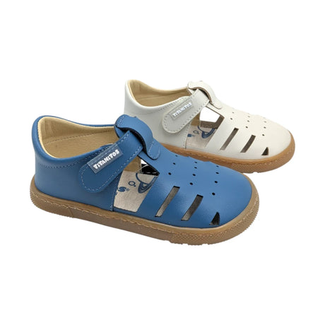 Sandalia barefoot de Titanitos modelo Raimundo n color jeans y beig.