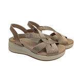 Sandalia Doctor Cutillas ancho especial color champagne vista lateral.