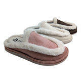 Zapatillas de casa destalonadas para mujer con peluche en varios colores (beis, rosa y marrón).