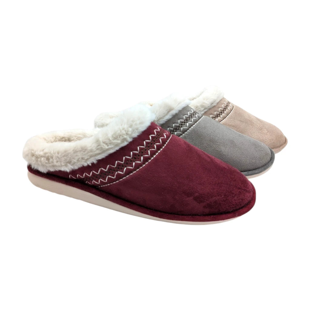 Zapatilla de casa destalonada color burdeos con pelo interior acolchado Gomus