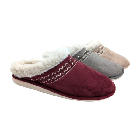 Zapatilla de casa destalonada color burdeos con pelo interior acolchado Gomus
