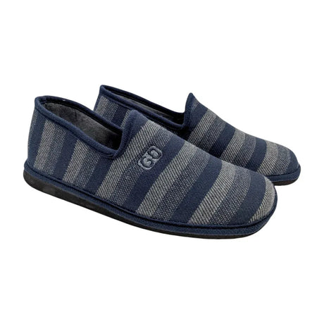 Zapatillas de estar por casa cerradas Gomus 6625 para hombre a rayas azul marino y gris.