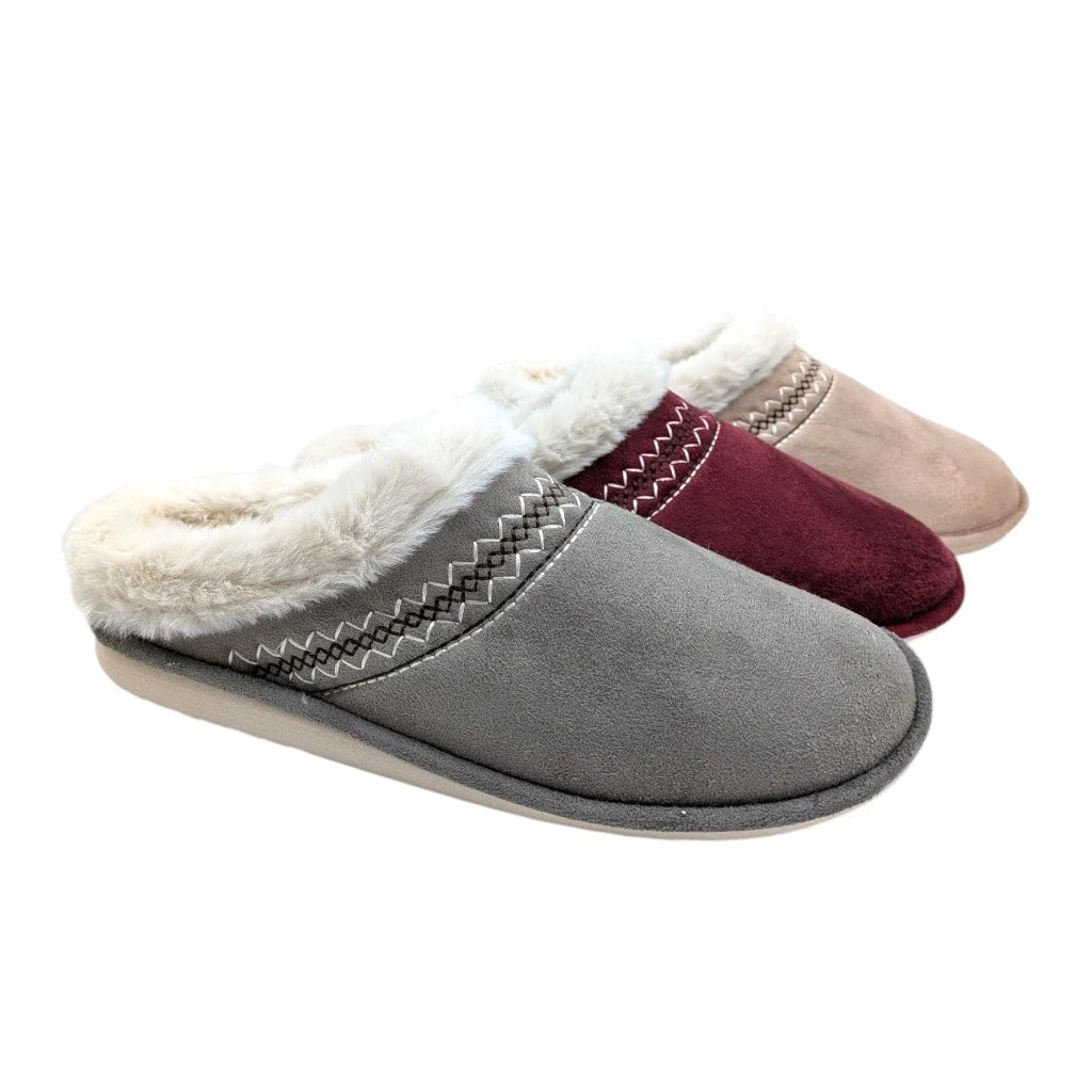 Zapatilla de casa para mujer en color gris con borreguito suave Gomus