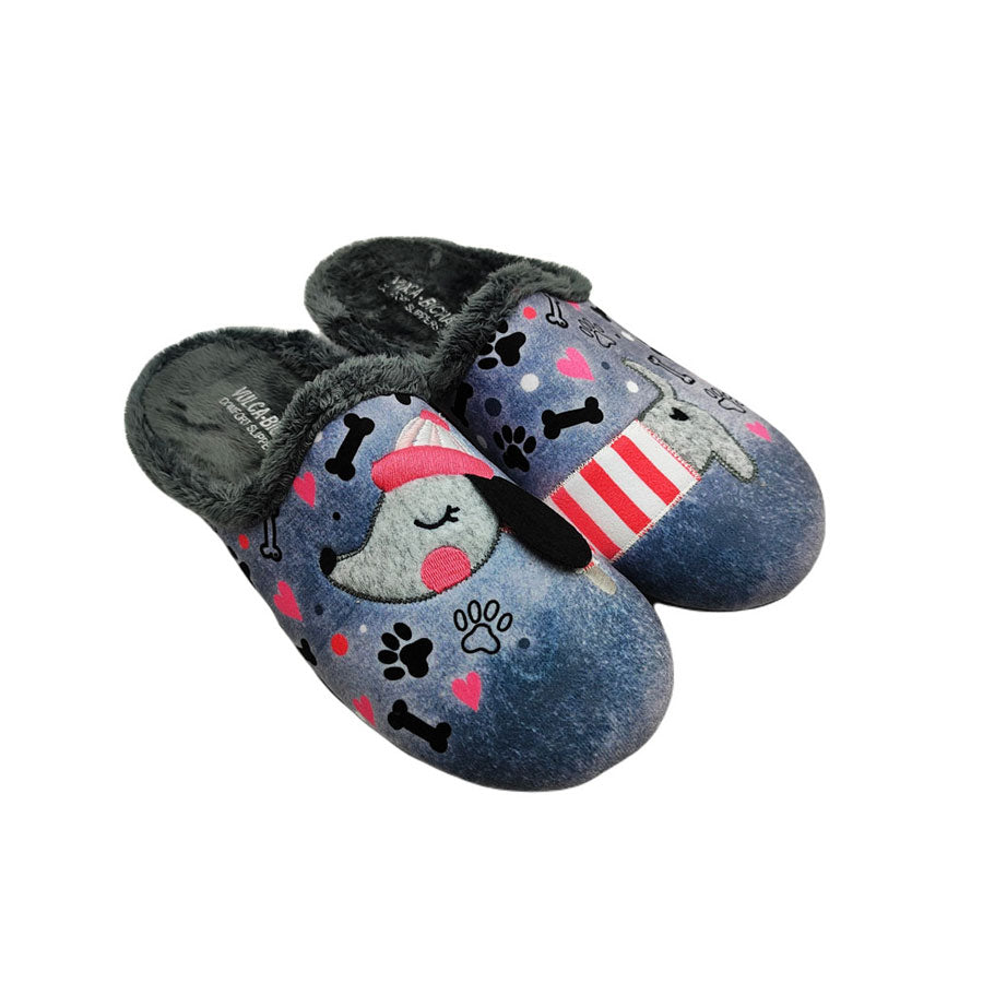 Zapatilla de casa perro salchicha 4352