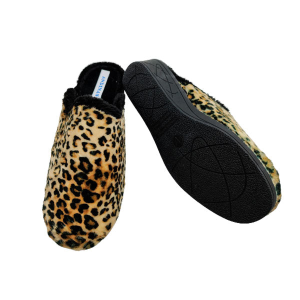 Zapatilla de casa leopardo con cuña