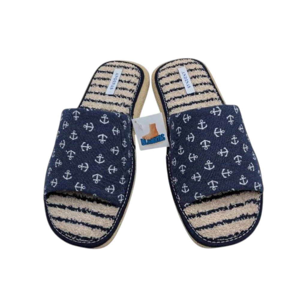 Zapatilla de casa para hombre, estilo marinero con puntera abierta