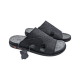 Zueco de piel con suela confort para hombre en negro