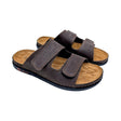 Sandalias Confort de Piel Marrón con Velcro para Hombre