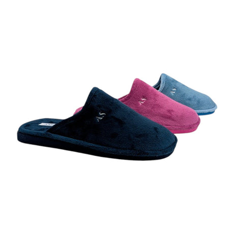 Zapatillas de casa Calzados Lucía Andinas de terciopelo suave en colores azul marino, fucsia y azul claro