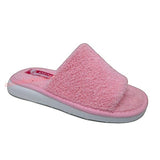 Zapatilla de casa para el verano en rizo rosa para niña