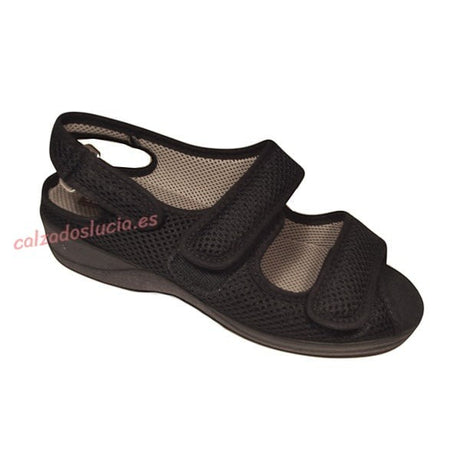 Sandalia textil con 3 velcros