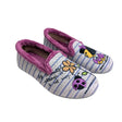 Zapatillas de estar por casa cerradas en gris con rayas y ribete de peluche morado Vulca Bicha