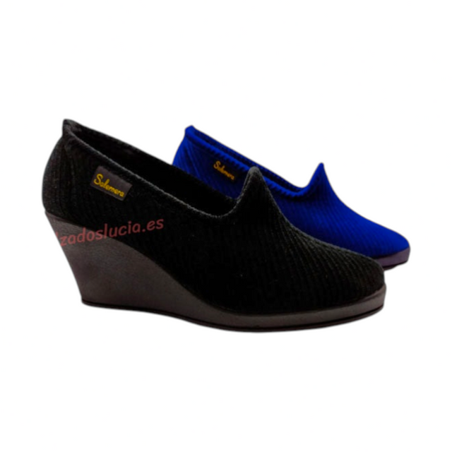Zapatilla en pana de cuña alta Salemera