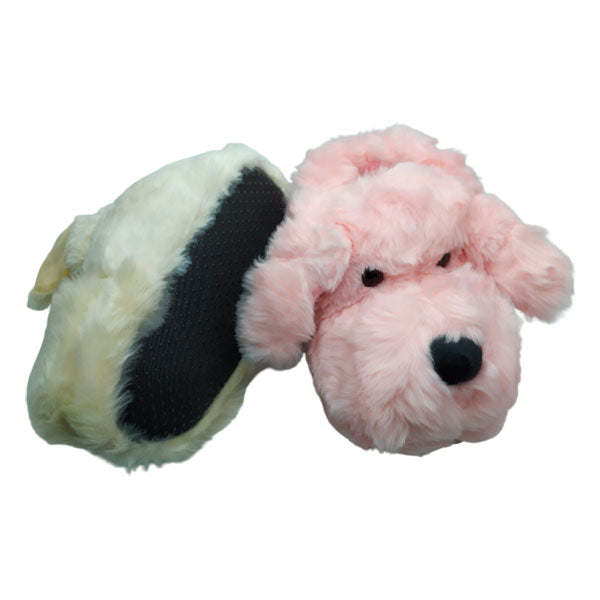 Pantufla de peluche para mujer en rosa y beig