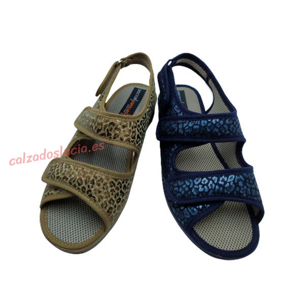 Sandalia ancho especial con velcro de mujer D.Cutillas