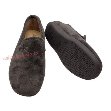 Zapatilla de casa para hombre en gris V-B