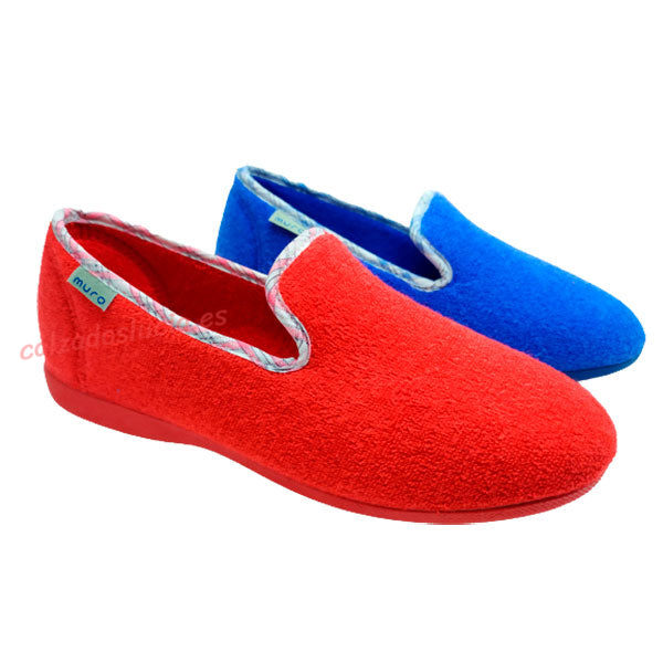 Zapatilla casa verano de mujer en rojo y azul