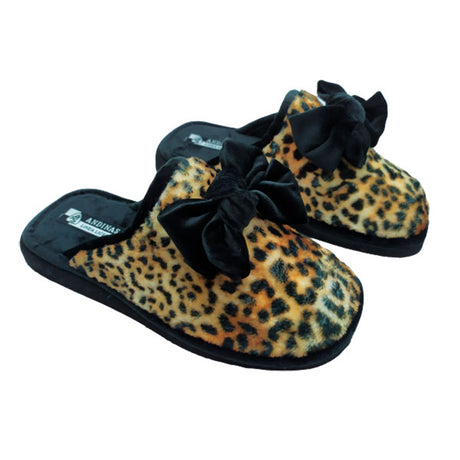 Zapatilla casa leopardo con lazo Andinas