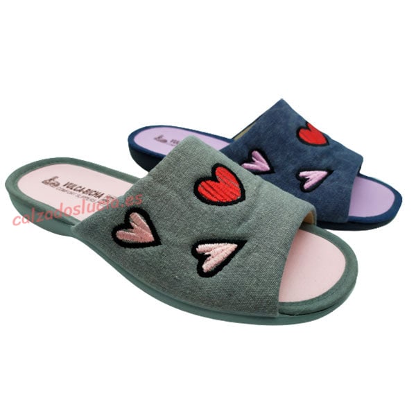 Zapatilla de casa en lona bordada Vulca-Bicha