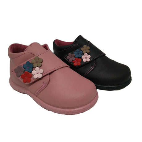 Botín de piel lavable con flores de Titanitos