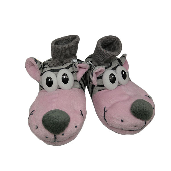 Pantufla cebra en rosa con calcetín