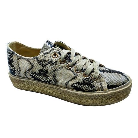 Zapatilla de plataforma con estampación de serpiente