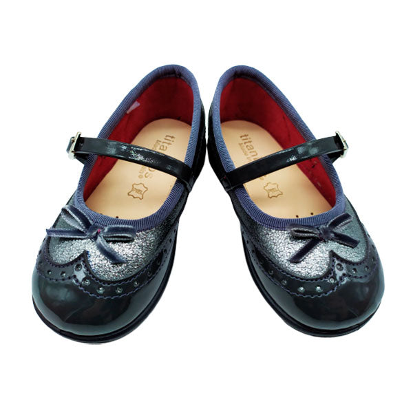 Zapatito charol con lazo en marengo