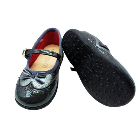 Zapatito charol con lazo en marengo