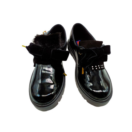 Zapato combinado lengüeta de pelos o de flecos